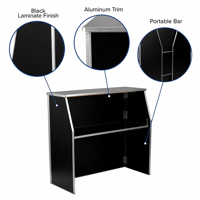 Portable Bar - Black Laminate - 4 FT. Wholesale ⌛ BarMan Portable Bar - Black Laminate - 4 FT. ???? -BarMan shop BAR 48 BK BPC