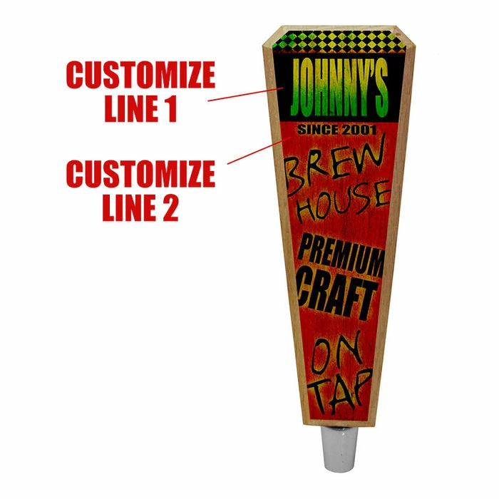 Oak Wood Beer Tap Handles - Flared Shape - Brew House - Red / Green Wholesale ❤️ BarMan Oak Wood Beer Tap Handles - Flared Shape - Brew House - Red / Green ???? -BarMan shop brew house wood tap handle 8in web