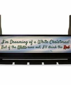 Coupon ✔️ BarMan Wall Mounted Wine Bottle & Glass Hanging Shelf W/ White 🎄 Christmas Plaque ✔️