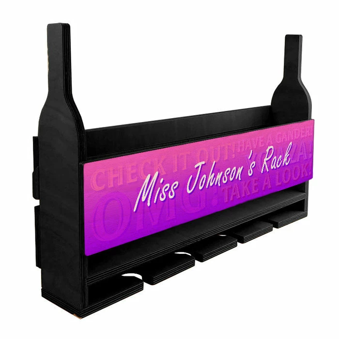 Cheap 👏 BarMan CUSTOMIZABLE Wall Mounted Wine Bottle & Glass Hanging Shelf W/ Fun Pink Plaque 😀 5 Cheap 👏 BarMan CUSTOMIZABLE Wall Mounted Wine Bottle & Glass Hanging Shelf W/ Fun Pink Plaque 😀 - Image 3