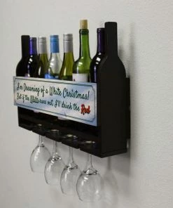 Coupon ✔️ BarMan Wall Mounted Wine Bottle & Glass Hanging Shelf W/ White 🎄 Christmas Plaque ✔️ -BarMan shop customizable wall wine glass hanging shelf bottles glasses side xmas 700x700