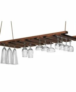 Buy 🛒 BarMan Glass Rack - 14" X 35" - Walnut Wood 👍