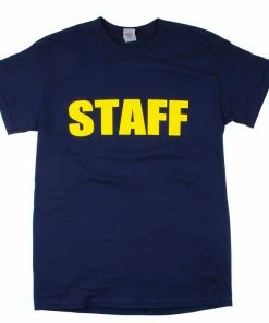 Cheap 💯 BarMan Staff T-Shirt - Printed On Front And Back - Navy Blue/Yellow 👏
